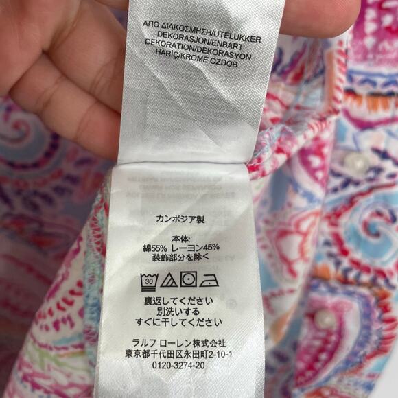 Lauren Ralph Lauren Colorful Paisley Button Down Blouse size Large - Picture 10 of 16